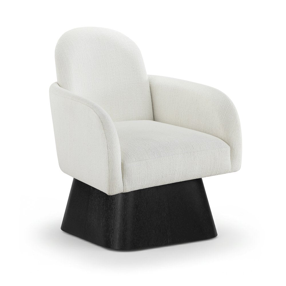 Marlowe Cream Linen Textured Fabric Upholstered Swivel Accent Chair