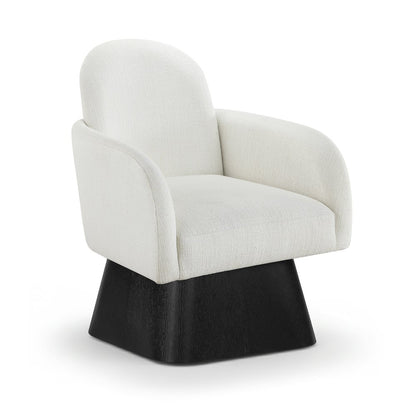 Marlowe Cream Linen Textured Fabric Upholstered Swivel Accent Chair