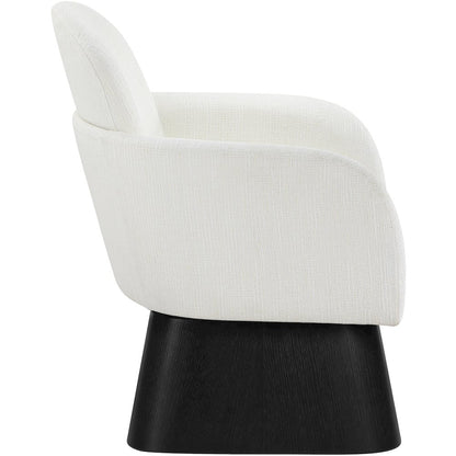 Marlowe Cream Linen Textured Fabric Upholstered Swivel Accent Chair