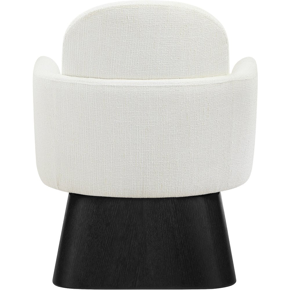 Marlowe Cream Linen Textured Fabric Upholstered Swivel Accent Chair