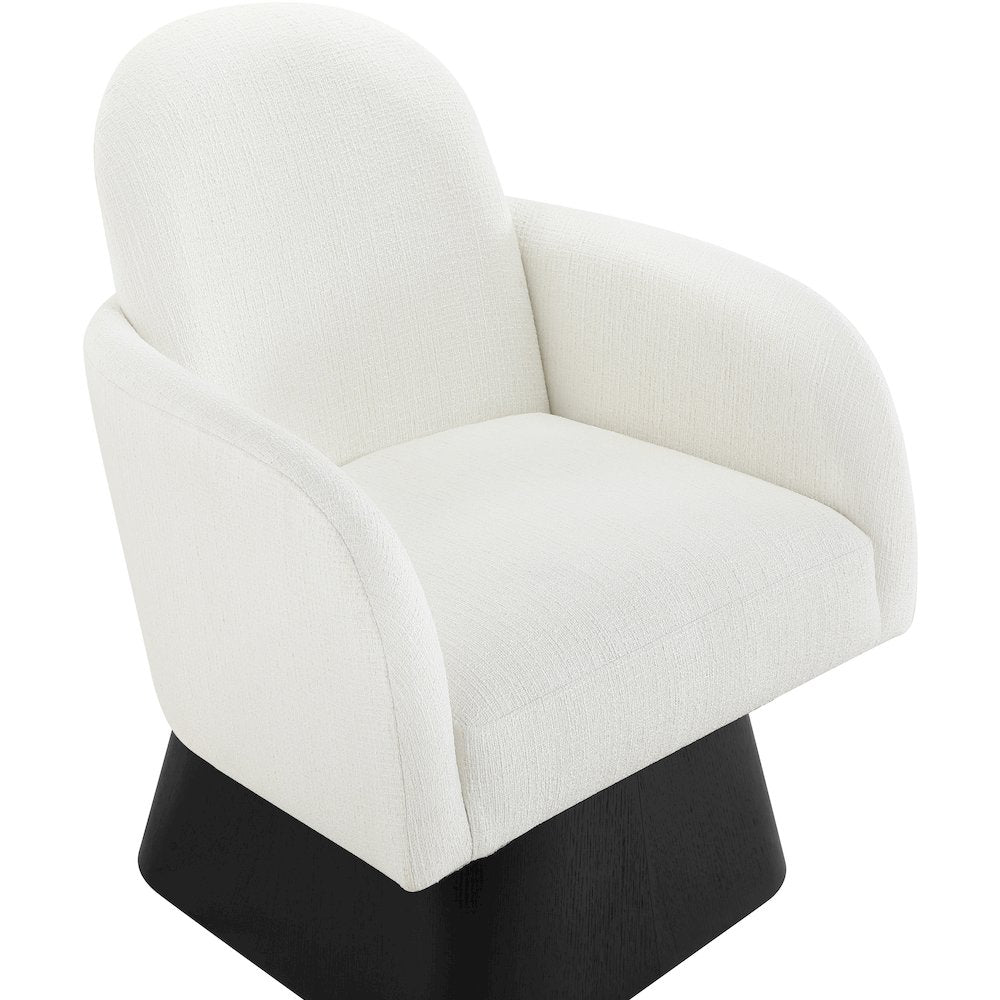 Marlowe Cream Linen Textured Fabric Upholstered Swivel Accent Chair