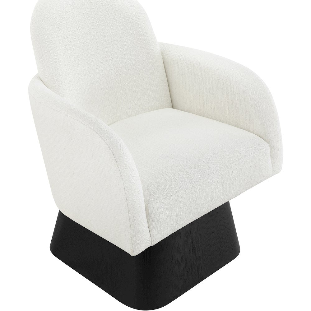 Marlowe Cream Linen Textured Fabric Upholstered Swivel Accent Chair