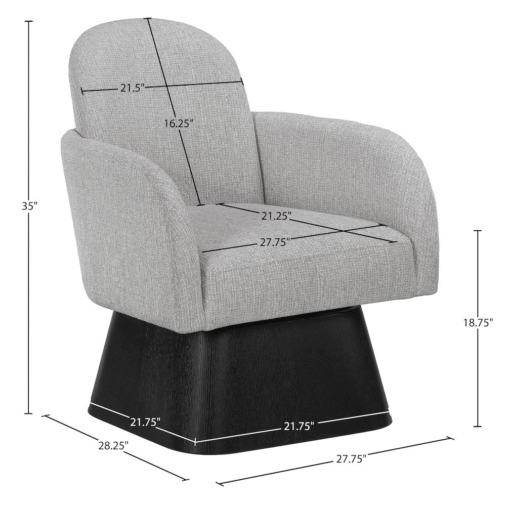Marlowe Grey Linen Textured Fabric Upholstered Swivel Accent Chair
