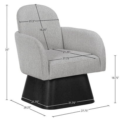 Marlowe Grey Linen Textured Fabric Upholstered Swivel Accent Chair