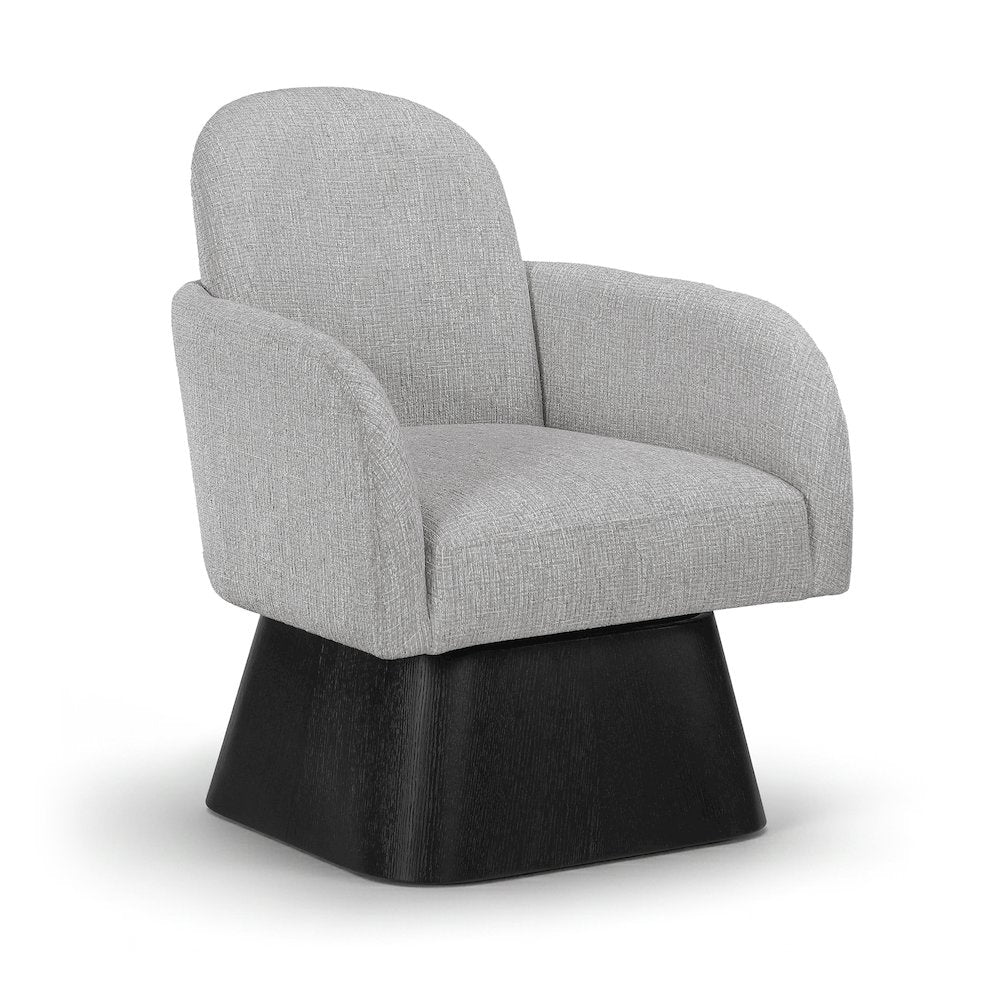 Marlowe Grey Linen Textured Fabric Upholstered Swivel Accent Chair