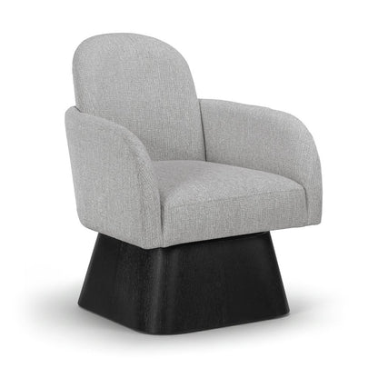 Marlowe Grey Linen Textured Fabric Upholstered Swivel Accent Chair