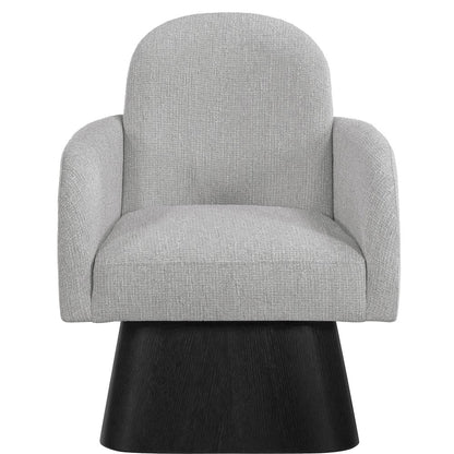 Marlowe Grey Linen Textured Fabric Upholstered Swivel Accent Chair
