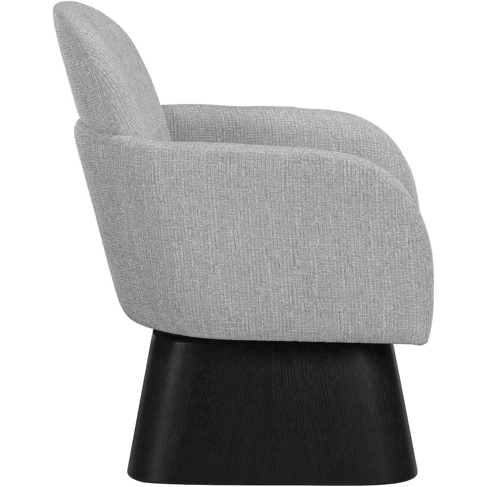 Marlowe Grey Linen Textured Fabric Upholstered Swivel Accent Chair