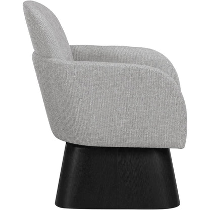 Marlowe Grey Linen Textured Fabric Upholstered Swivel Accent Chair