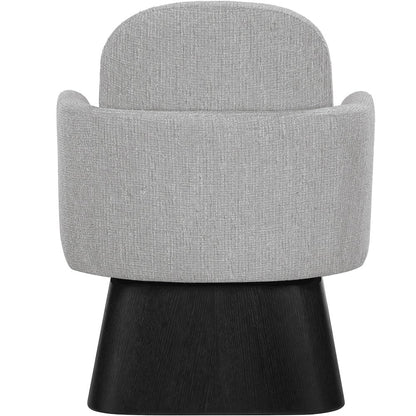 Marlowe Grey Linen Textured Fabric Upholstered Swivel Accent Chair