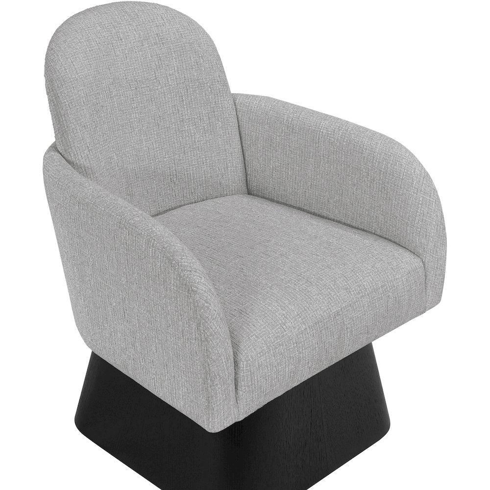 Marlowe Grey Linen Textured Fabric Upholstered Swivel Accent Chair
