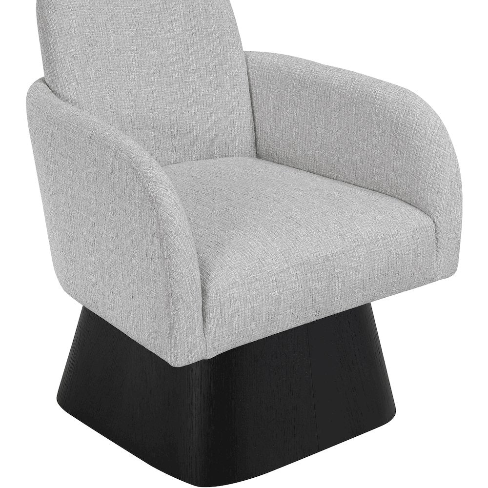 Marlowe Grey Linen Textured Fabric Upholstered Swivel Accent Chair