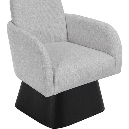 Marlowe Grey Linen Textured Fabric Upholstered Swivel Accent Chair