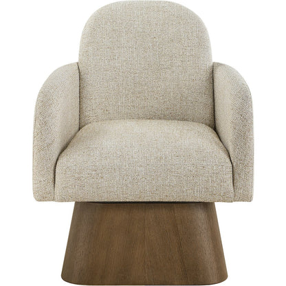 Marlowe Beige Linen Textured Fabric Upholstered Swivel Accent Chair