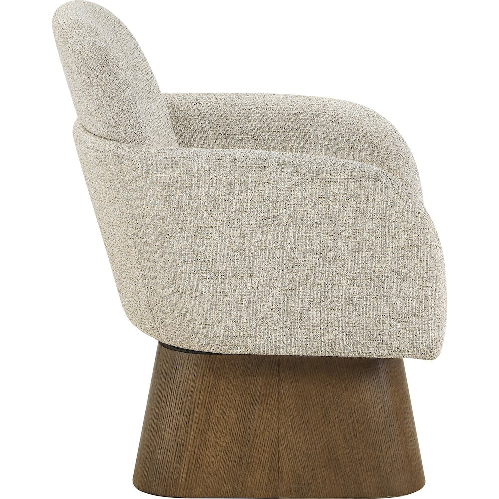 Marlowe Beige Linen Textured Fabric Upholstered Swivel Accent Chair