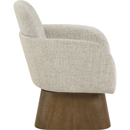 Marlowe Beige Linen Textured Fabric Upholstered Swivel Accent Chair