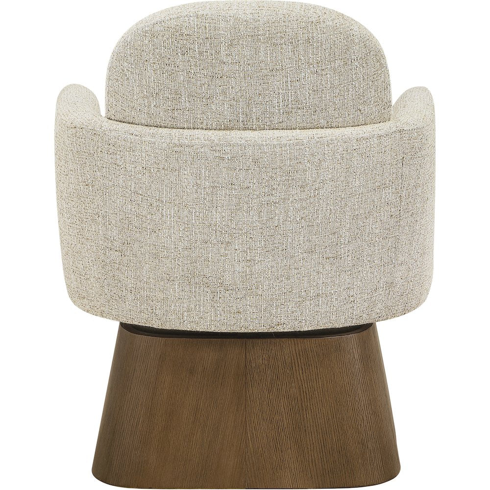 Marlowe Beige Linen Textured Fabric Upholstered Swivel Accent Chair