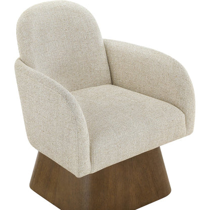 Marlowe Beige Linen Textured Fabric Upholstered Swivel Accent Chair