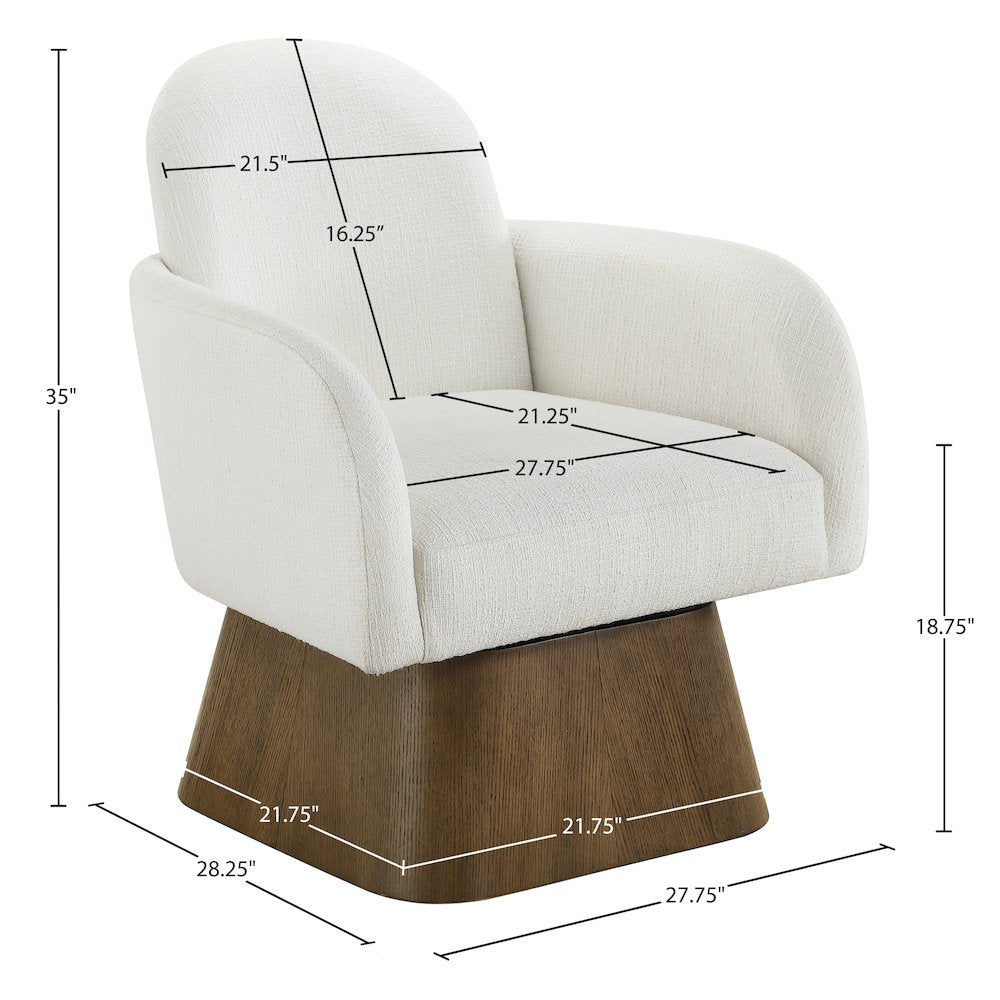 Marlowe Cream Linen Textured Fabric Upholstered Swivel Accent Chair