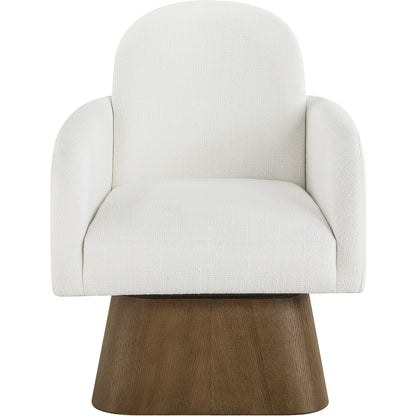 Marlowe Cream Linen Textured Fabric Upholstered Swivel Accent Chair