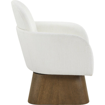 Marlowe Cream Linen Textured Fabric Upholstered Swivel Accent Chair
