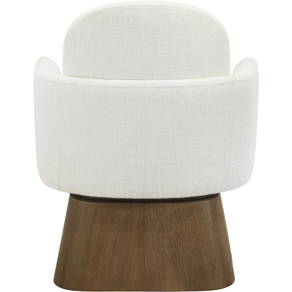 Marlowe Cream Linen Textured Fabric Upholstered Swivel Accent Chair