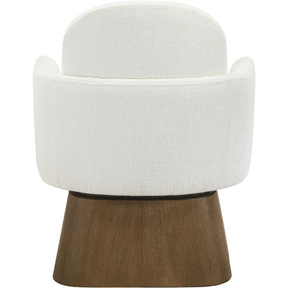 Marlowe Cream Linen Textured Fabric Upholstered Swivel Accent Chair