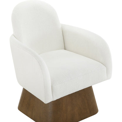 Marlowe Cream Linen Textured Fabric Upholstered Swivel Accent Chair