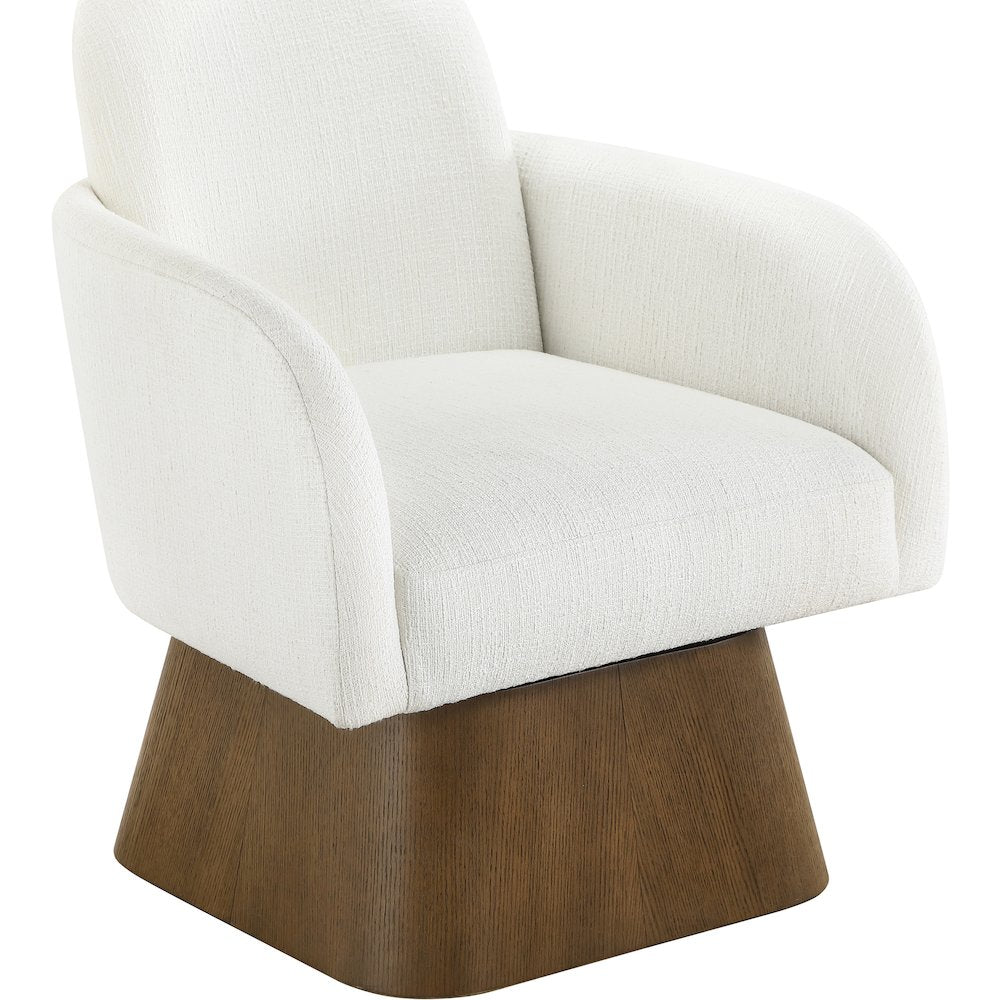 Marlowe Cream Linen Textured Fabric Upholstered Swivel Accent Chair