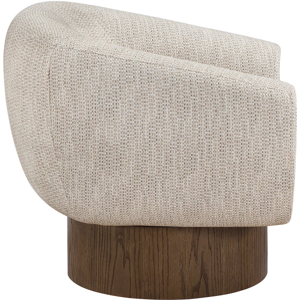Avella Beige Interwoven Fabric Upholstered Swivel Accent Chair