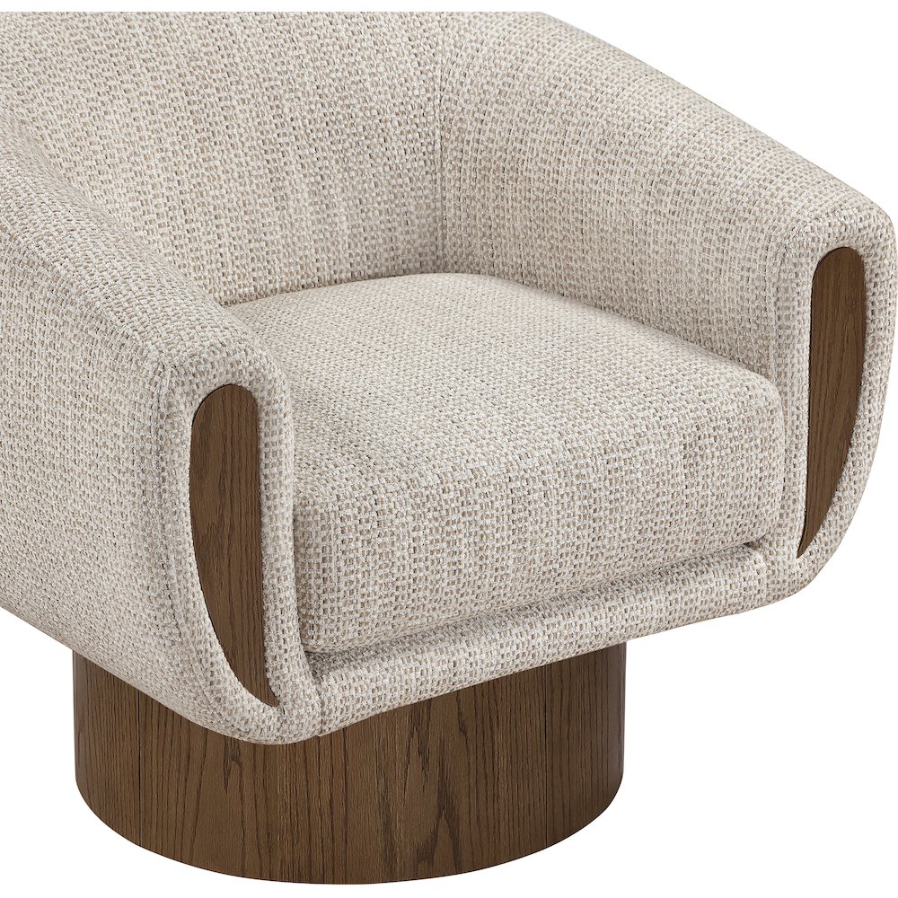 Avella Beige Interwoven Fabric Upholstered Swivel Accent Chair