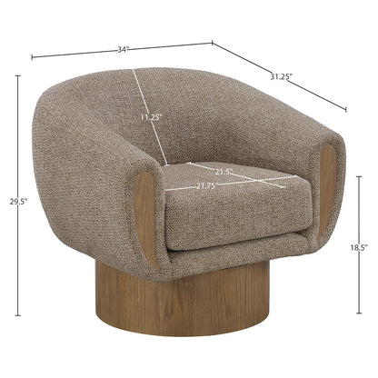 Avella Brown Interwoven Fabric Upholstered Swivel Accent Chair