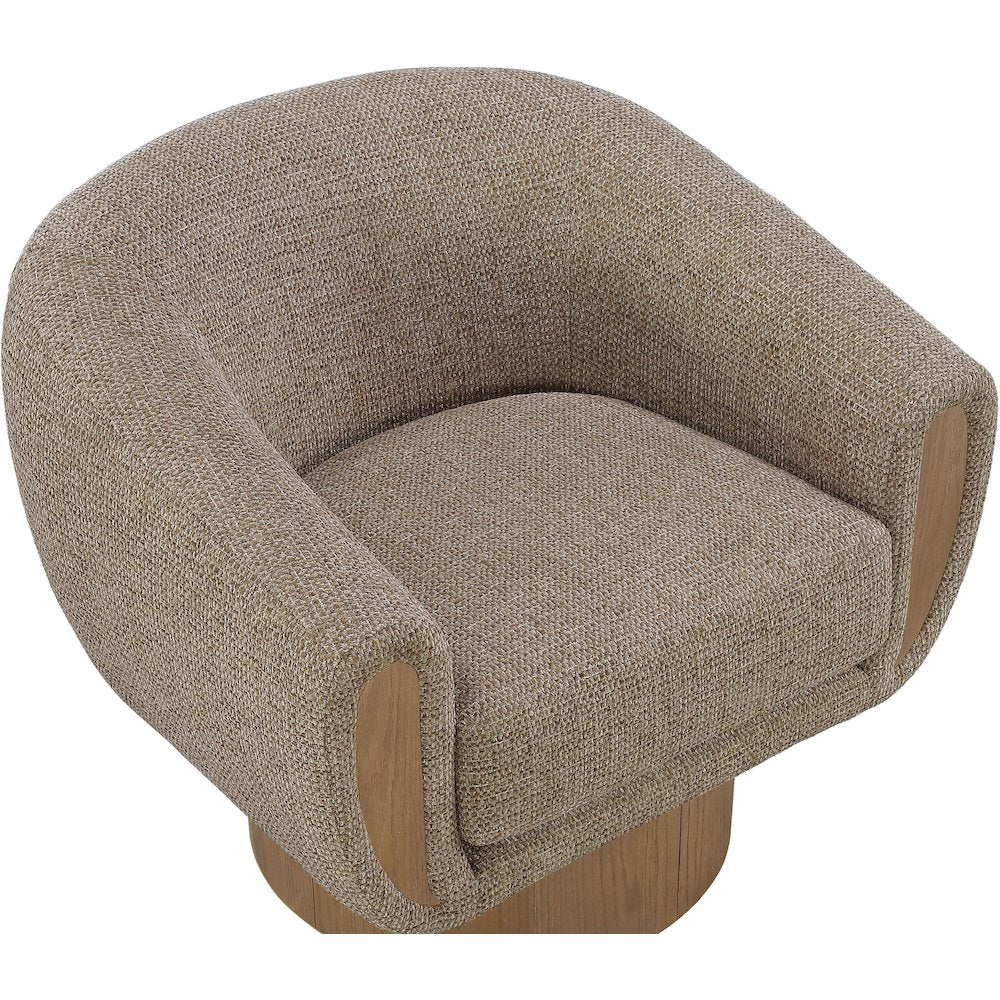 Avella Brown Interwoven Fabric Upholstered Swivel Accent Chair