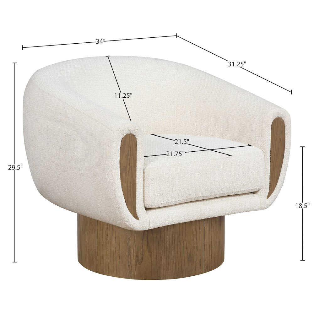 Avella Cream Interwoven Fabric Upholstered Swivel Accent Chair