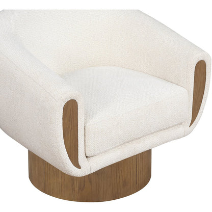 Avella Cream Interwoven Fabric Upholstered Swivel Accent Chair