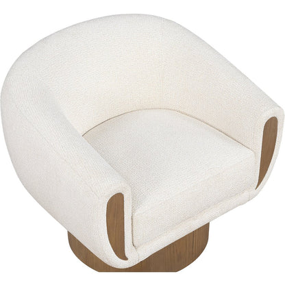 Avella Cream Interwoven Fabric Upholstered Swivel Accent Chair