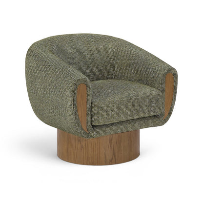 Avella Green Interwoven Fabric Upholstered Swivel Accent Chair