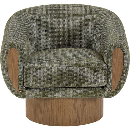 Avella Green Interwoven Fabric Upholstered Swivel Accent Chair