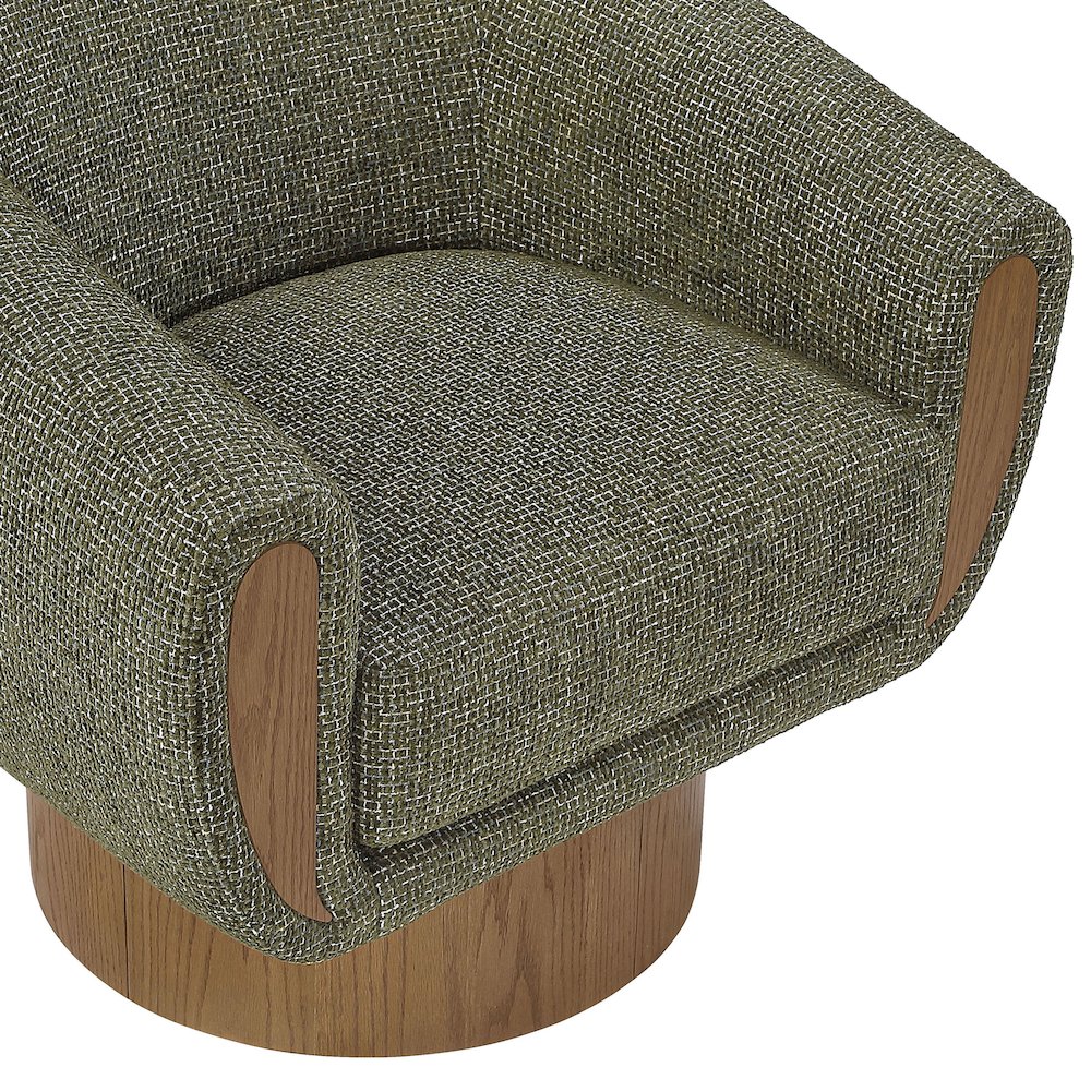 Avella Green Interwoven Fabric Upholstered Swivel Accent Chair
