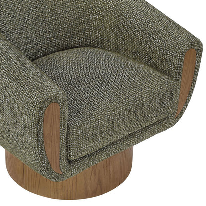 Avella Green Interwoven Fabric Upholstered Swivel Accent Chair