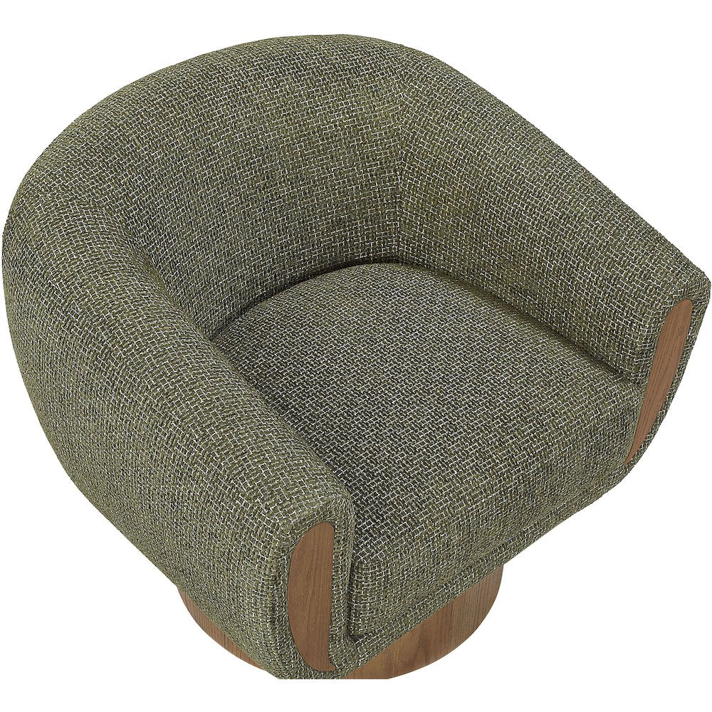 Avella Green Interwoven Fabric Upholstered Swivel Accent Chair