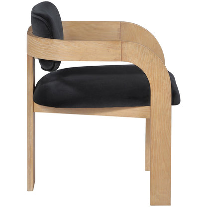 Cedra Black Velvet Performance Fabric Upholstered Dining Chair, Set of 2