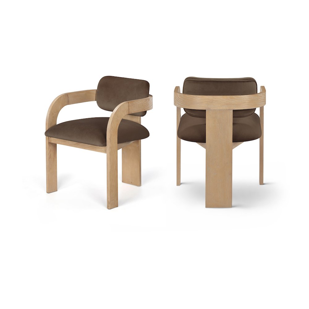 Cedra Brown Velvet Performance Fabric Upholstered Dining Chair, Set of 2