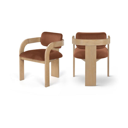 Cedra Cognac Velvet Performance Fabric Upholstered Dining Chair, Set of 2