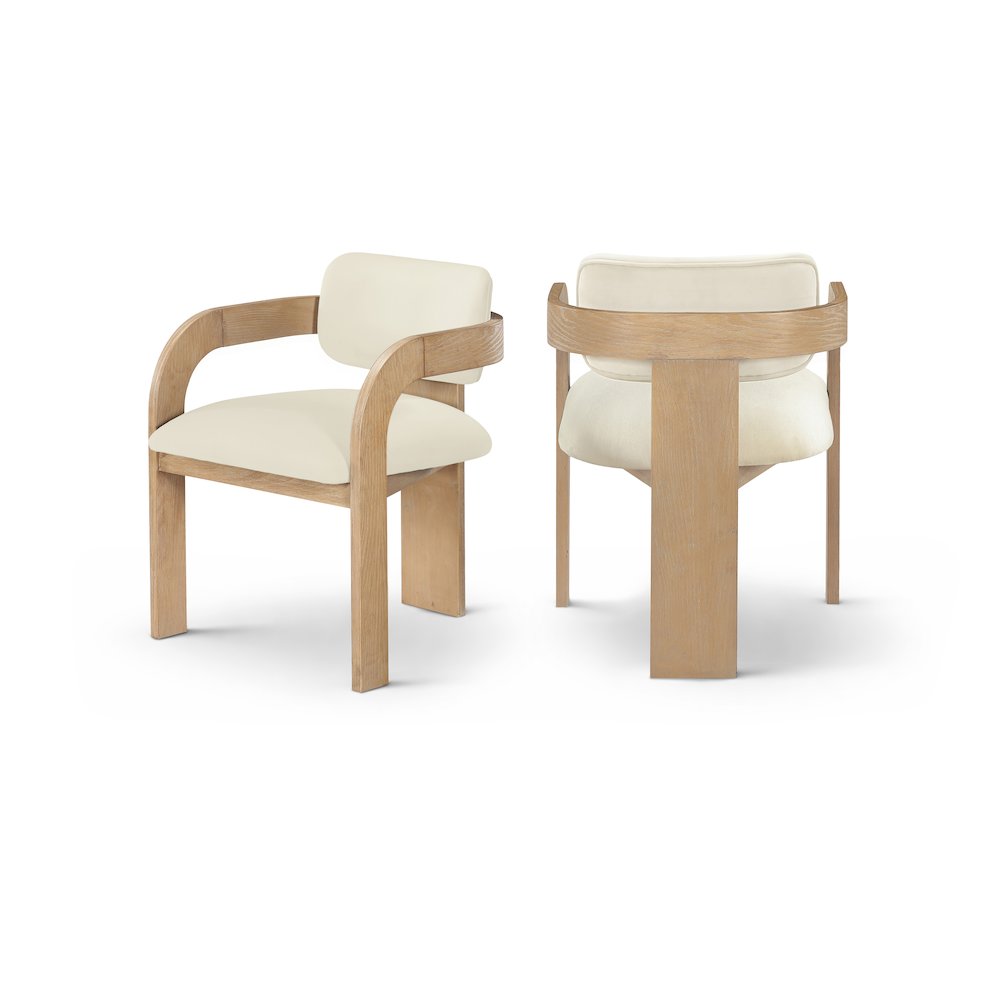 Cedra Cream Velvet Performance Fabric Upholstered Dining Chair, Set of 2