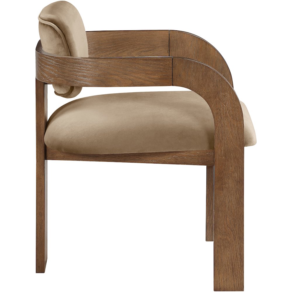 Cedra Beige Velvet Performance Fabric Upholstered Dining Chair, Set of 2