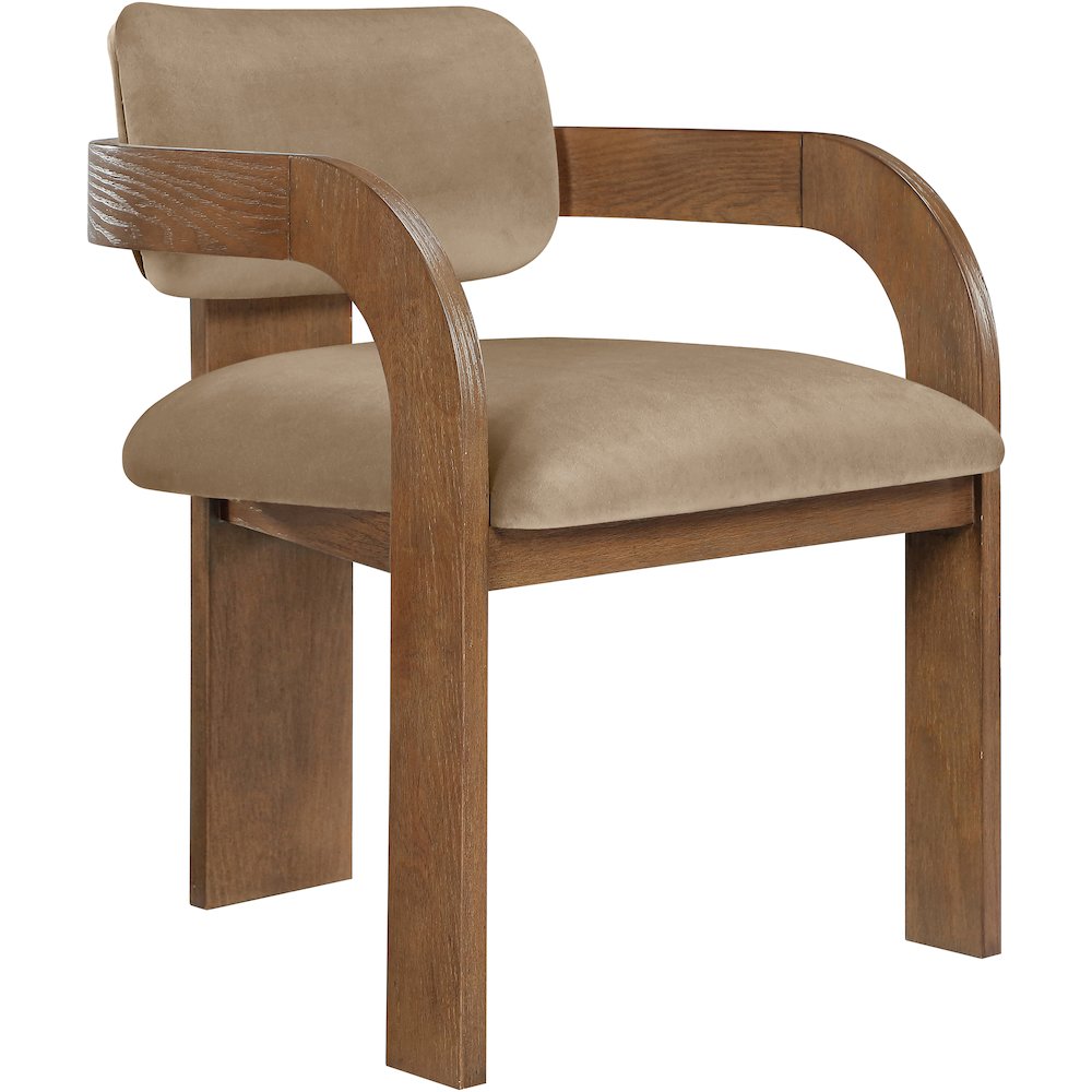 Cedra Beige Velvet Performance Fabric Upholstered Dining Chair, Set of 2