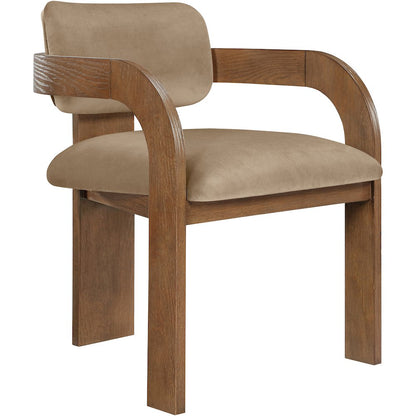 Cedra Beige Velvet Performance Fabric Upholstered Dining Chair, Set of 2