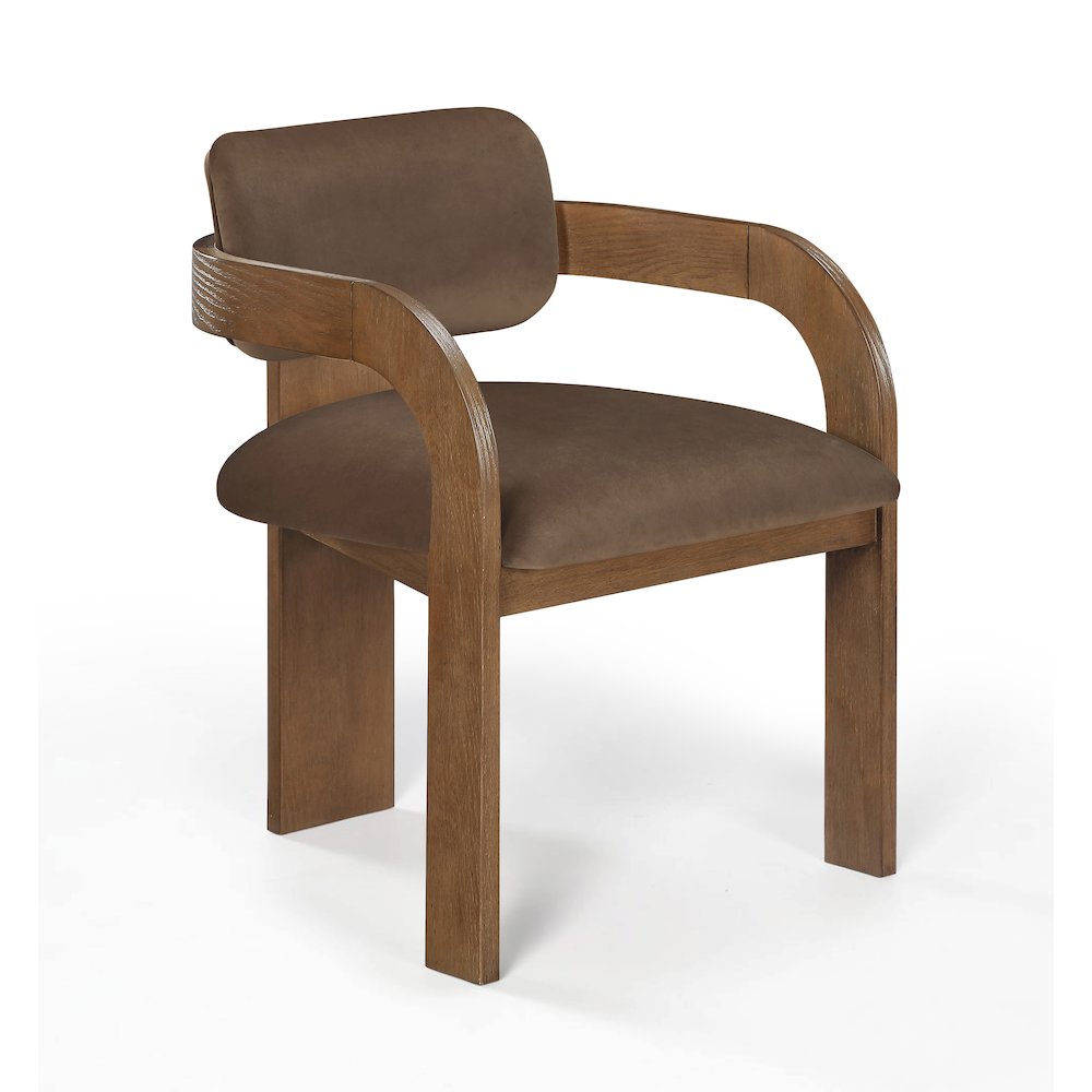 Cedra Brown Velvet Performance Fabric Upholstered Dining Chair, Set of 2