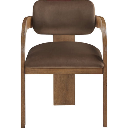 Cedra Brown Velvet Performance Fabric Upholstered Dining Chair, Set of 2